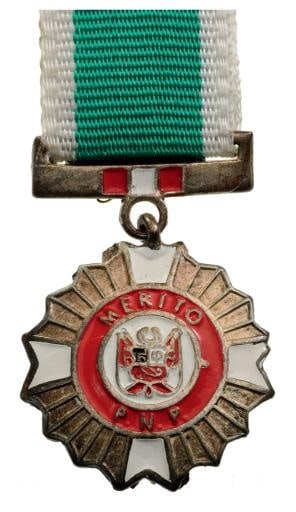 ORDER OF MERIT OF THE NATIONAL POLICE: Miniature. Breast Badge, silvered bronze, 14 mm, enameled, original suspension ring and ribbon. I R!