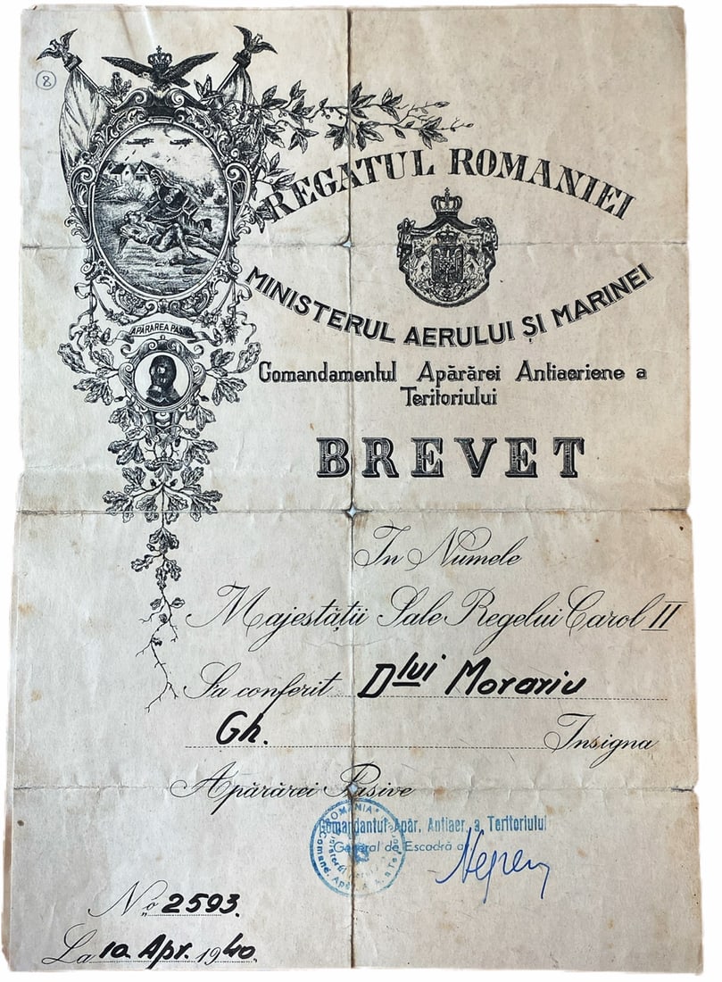 Civil Defence Badge (Apararea pasiva), Awarding Document (1 of 1)
