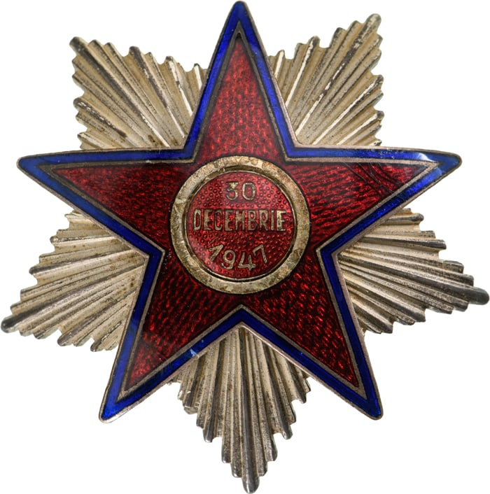 RPR - ORDER OF THE STAR OF ROMANIA, instituted in 1948: 2nd Class for Ladies, 1st Model (1948). Breast Star, 54 mm, Silver, enameled, with pin back. Very rare! I RR!