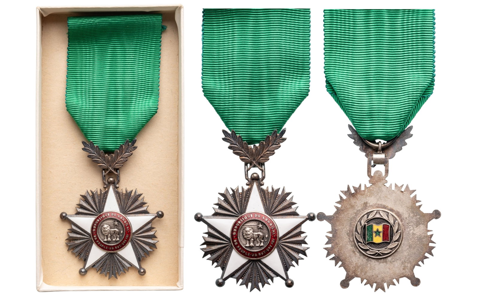 NATIONAL ORDER OF THE LION: Knight's Cross, 5th Class, instituted in 1960. Breast Badge, 48x42 mm, Silver, original suspension ring and ribbon, in case of issue. A very attractive cross, in mint condition! I