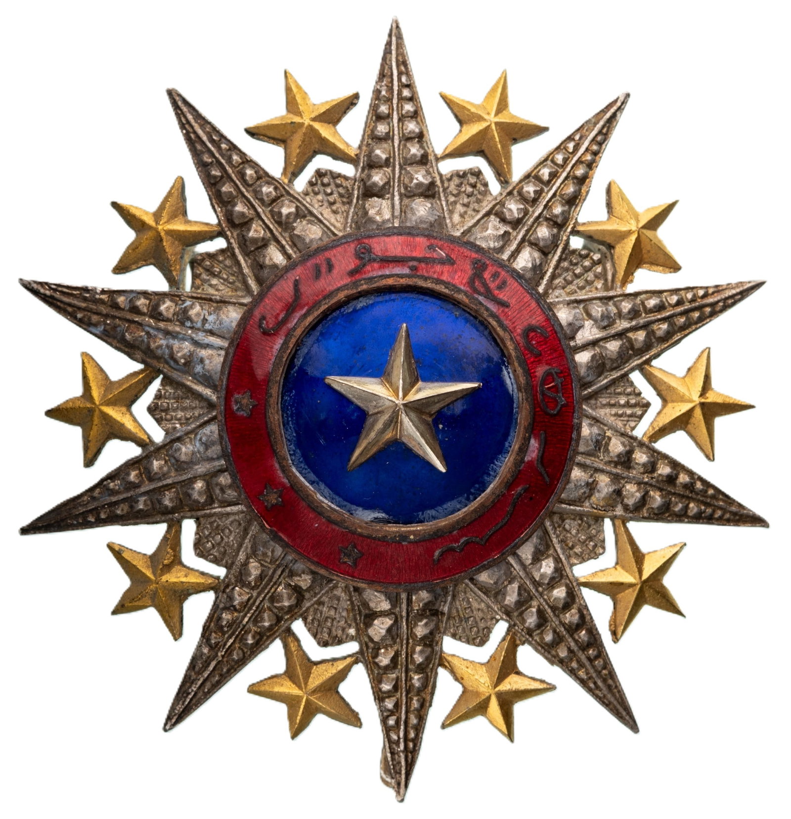 Order Nichan el Anouar (Order of the Light) INSTITUTED by Hamed ben Mohamed, Sultan of Tadjourah: Grand Star, 1st Class, instituted in 1887. Breast Star, 90 mm., Silver, horizontal pin and two side hooks on reverse. A very rare star, in extremely fine condition! I RR!