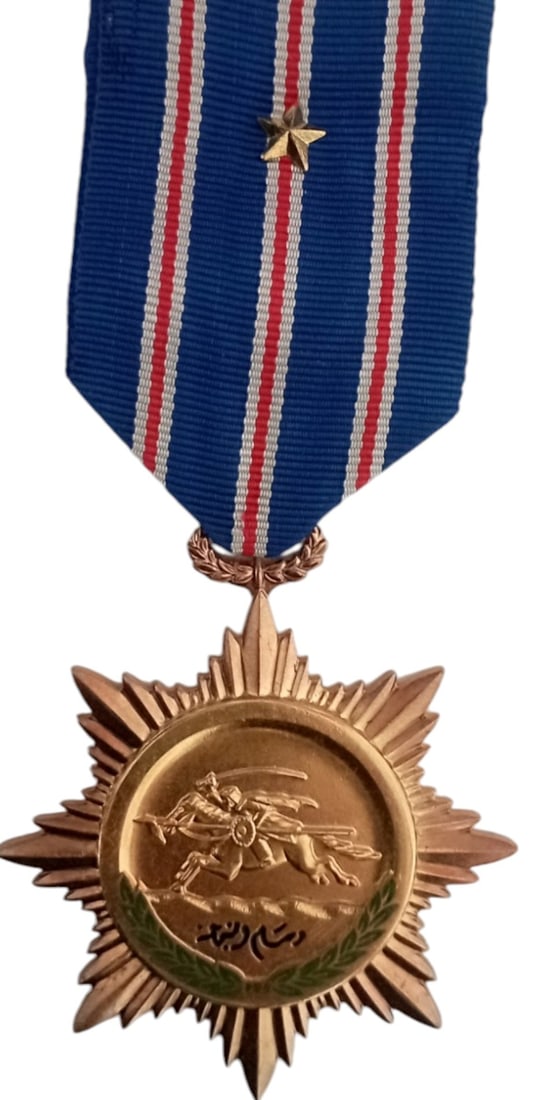 Order of Bravery, 2nd Class, 1964: Breast Badge, 50 mm, gilt Bronze, enameled, original suspension ring and ribbon with gilt star. Mint stateI I