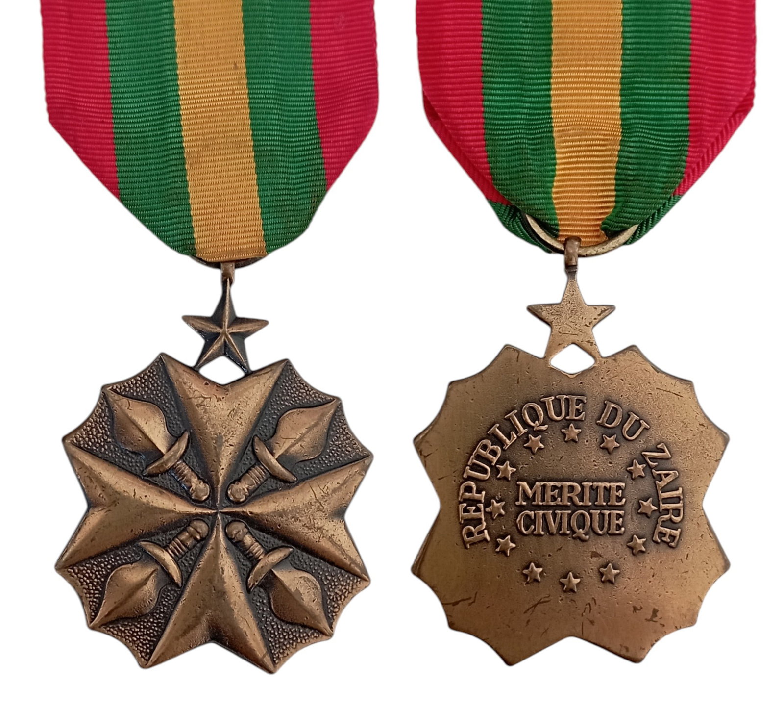 Medal For Civil Merit: 3rd Class. Breast Badge, 42x35 mm., Bronze, original suspension ring and ribbon. Extremely fine condition! I