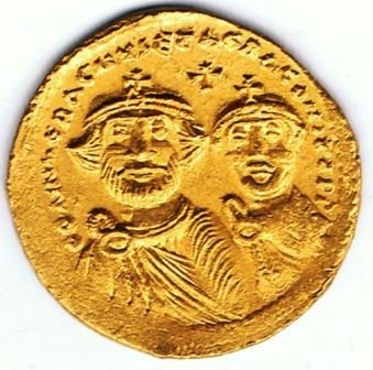 Solidus: Country: Byzantine Coins Byzantine Empire Solidus Heraclius and Heraclius Constantin (610-641 AD) w: 4.38 g ID: 5089
