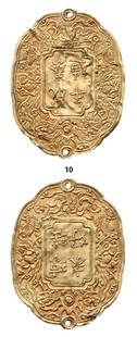 ORDER OF KIM BOI: Country: ANNAM Badge of the Kim Boi, instituted in 1889. Breast Badge, silver gilt, 60x45 mm, made of two sheets, with suspension hole. Rare and very fine badge! I/II R!