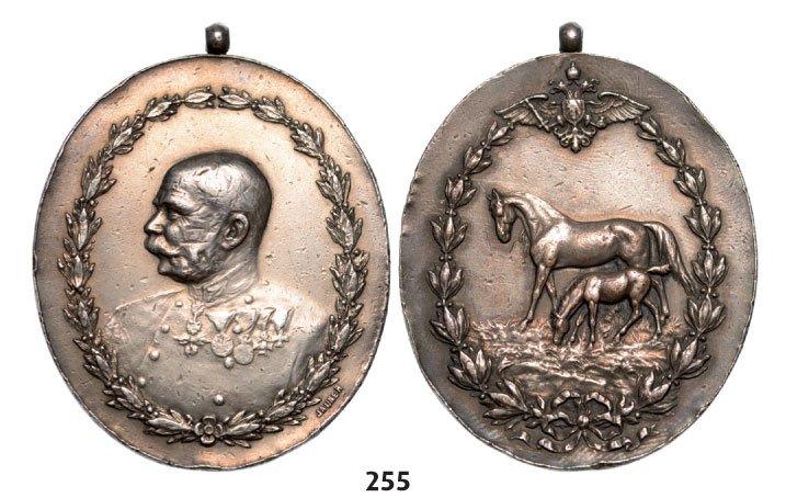 Oval CastMedal ND, Jauner, Silver, 50/42 mm, 33,63 g.: Oval CastMedal ND, Jauner, Silver, 50/42 mm, 33,63 g. Bust in laurelwreath/: Horse with foal in laurelwreath. Suspension loop. Hauser # 2838 Minor edge defects, VF