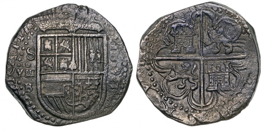 Philip II (1556-1598). 8 Reales 1593, Sevilla, Silver: SPAIN Philip II (1556-1598). 8 Reales 1593, Sevilla, Silver (21.4 g). Davenport 8480. VF R!