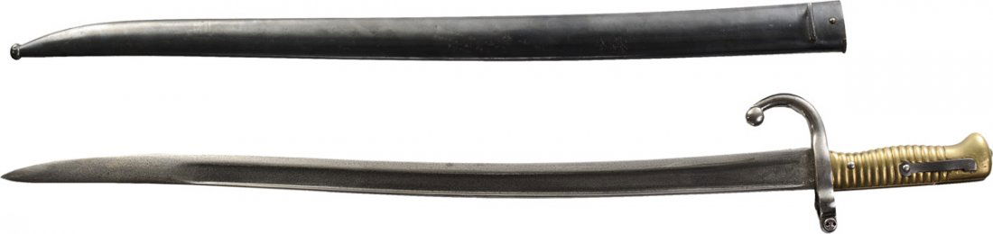 Lot of 2 Bayonet swords with scabbard late 19th Century (1 of 4)