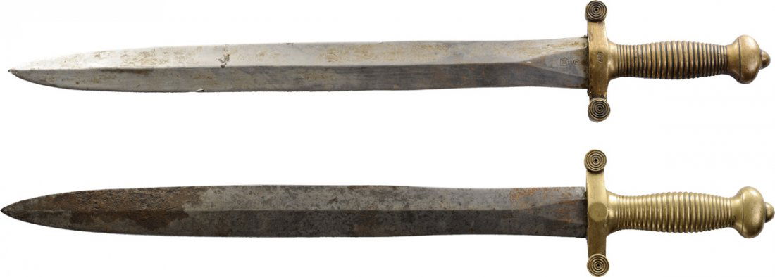 Lot of 2 short Artillery swords 19th Century (1 of 2)