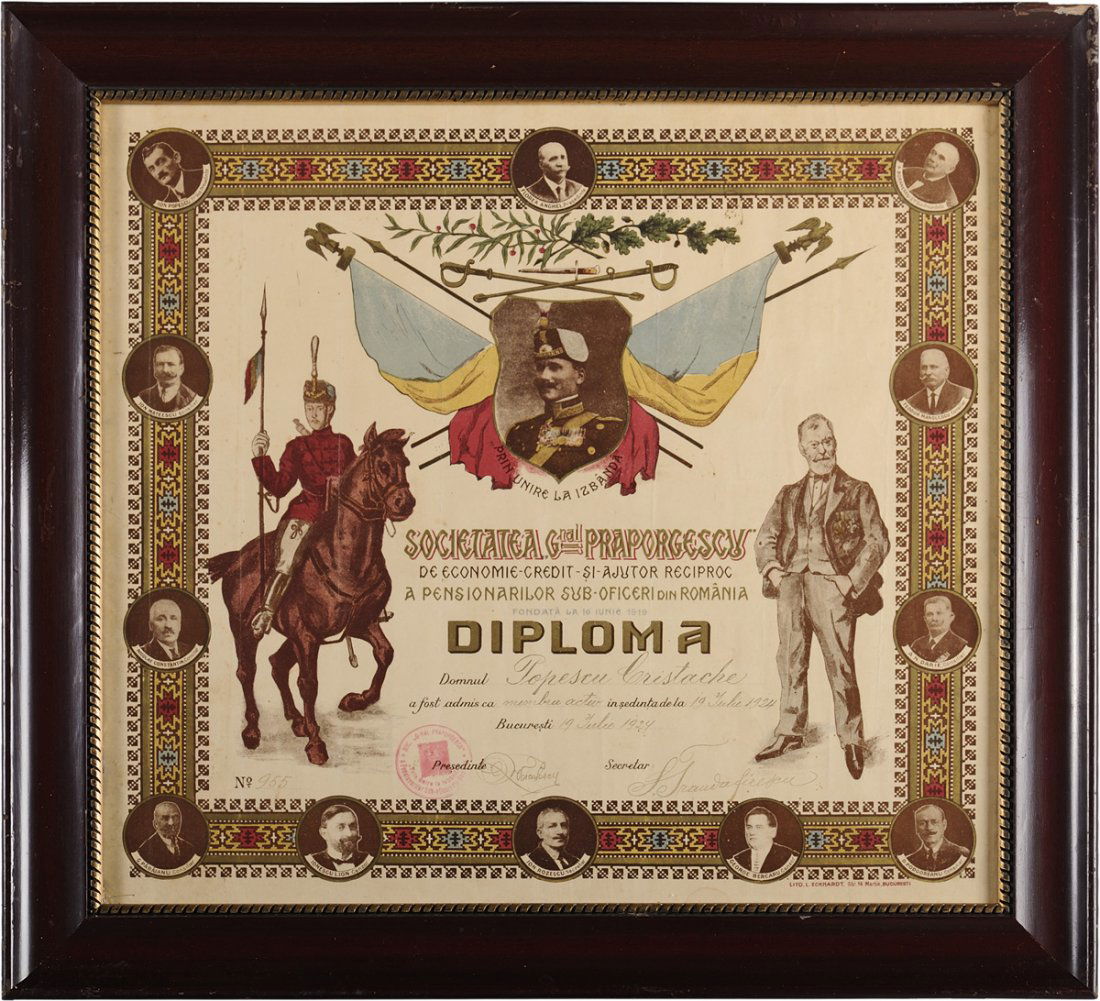 Framed Diploma General PraporgescuÂ Society dated 1929 (1 of 1)