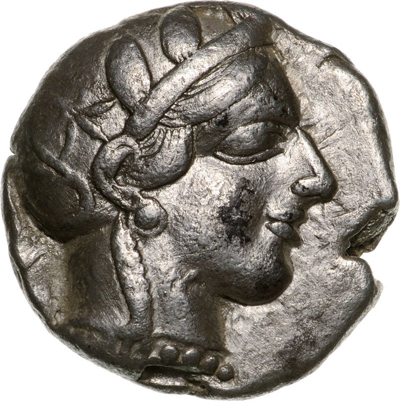 Athens, AR Tetradrachm (25 mm, 17.0 g), after 449 BC: Head of Athena right / Owl standing right. SNG Cop. 31. VF+ Country:ancient Greece – Attica