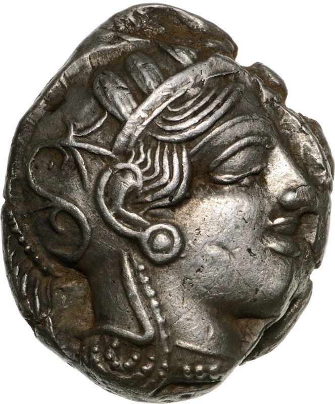 Athens, AR Tetradrachm (27 mm, 17.1 g), after 449 BC: Head of Athena right / Owl standing right. SNG Cop. 31. XF Country:ancient Greece – Attica