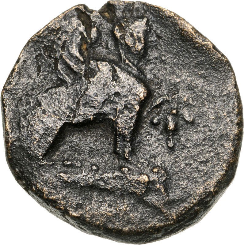 Chios, AE13 (2.62 g), 190-84 BC: Sphinx seated right / Amphora. SNG Cop. 1615. VF- Country:ancient Greece – Ionia