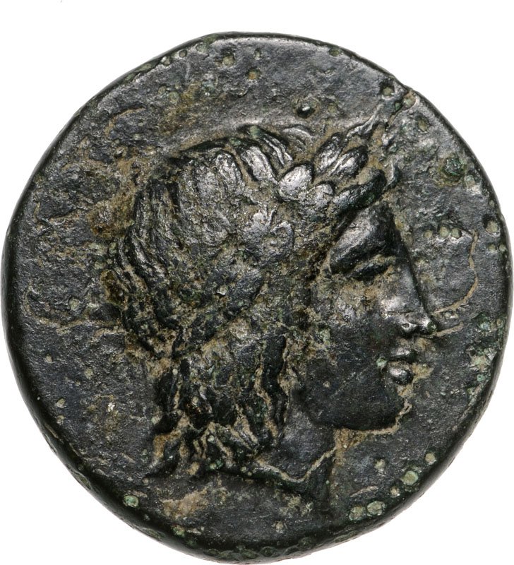 Kolophon, AE14 (1.61 g), 330-285 BC: Head of Apollo right / forepart of horse right. SNG Cop. 157. VF+ Country:ancient Greece – Ionia