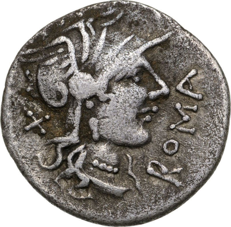 AR Denarius (19 mm, 3.67 g), Rome Mint, Cn. Domitius (1 of 2)