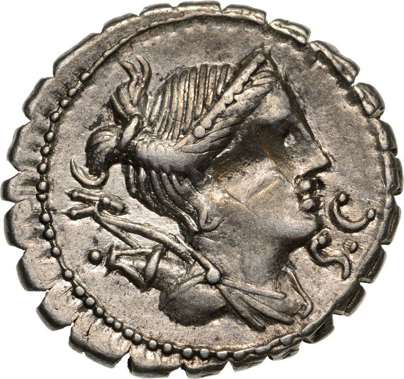 AR Denarius serratus (20 mm, 3.8 g) Rome mint, Ti. (1 of 2)