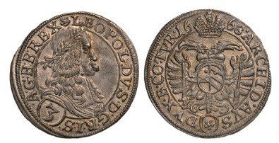 Leopold I (1658-1705), 3 Kreuzer 1668, Vienna, Silver (1 of 1)