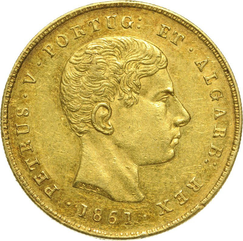 Peter V (1853-1861), 5000 Reis 1861, Gold (8.86 g) (1 of 2)