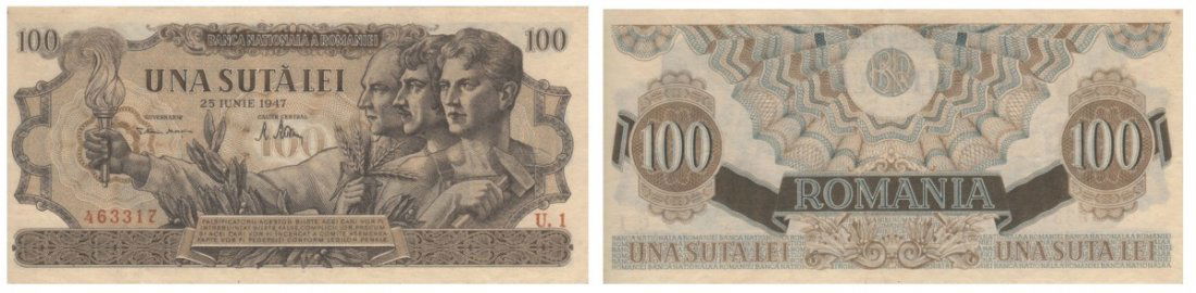 100 Lei (27.8.1947) dated 25th of June 1947. (1 of 1)