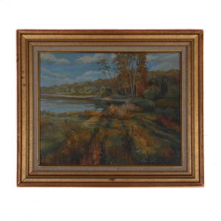 A RUSSIAN OIL PAINTING BY OBRAZTSOV M: "Summer". An oil on canvas. Signed in Cyrillic at the back Obraztsov M "Summer". Presented in frame. Obraztsov M, Russian painter. Russian painting of the 20th century.