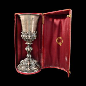 Commemorative silver goblet in original case to Colonel Francois Perrier in 1869