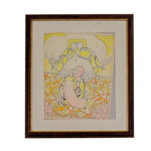 A RUSSIAN OIL PAINTING BY IVANOV YURI: An watercolor on paper. Abstract painting. Presented in frame. Ivanov Yuri Russian painter. Russian painting of the 20th century.