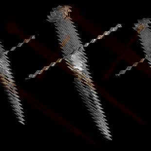 A 17th Century German Left-handed Dagger.: A 17th Century German Left-handed Dagger. The hilt with silver wire bound grip, shaped steel pommel and guard incorporating thumb loop.