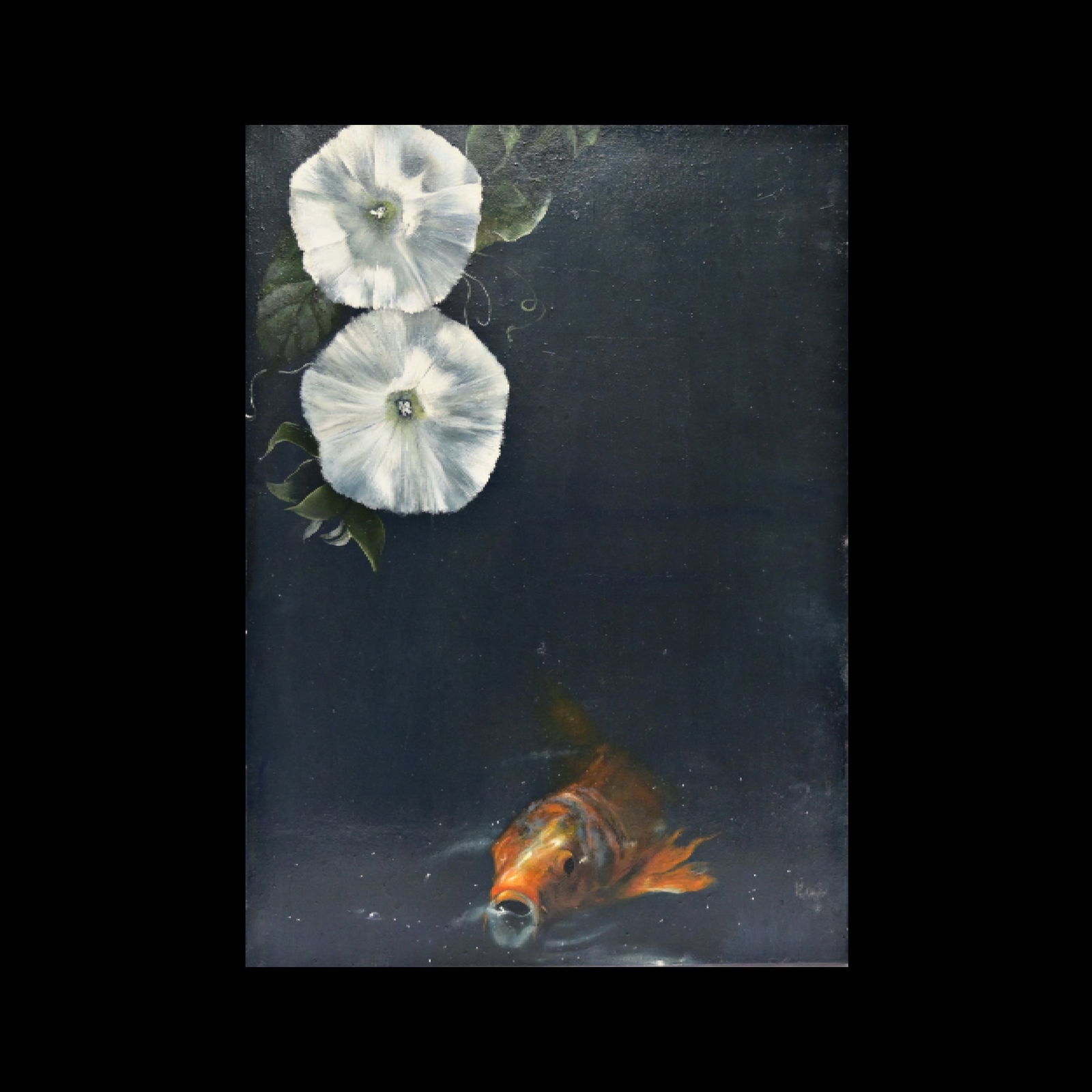Clement ROSENTHAL (1956) white flowers and carp, oil on canvas, 2015.: Clement ROSENTHAL (1956) white flowers and carp, oil on canvas, 2015. Clement ROSENTHAL is an artist born in France in 1956. He has participated in several contemporary art fairs: Basel Contemporary A