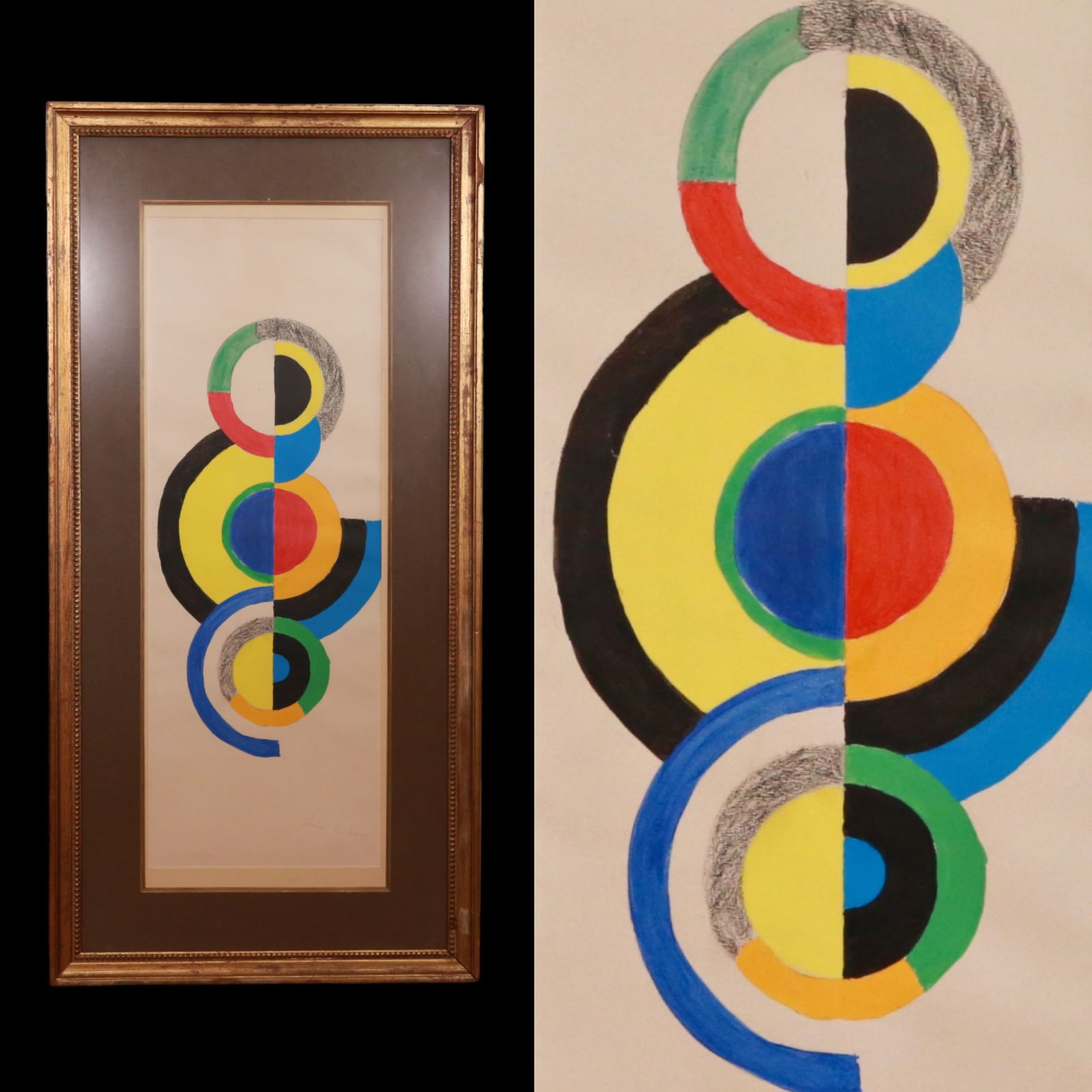 Abstract composition, Lithograph, signed Sonia Delaunay. (1 of 9)