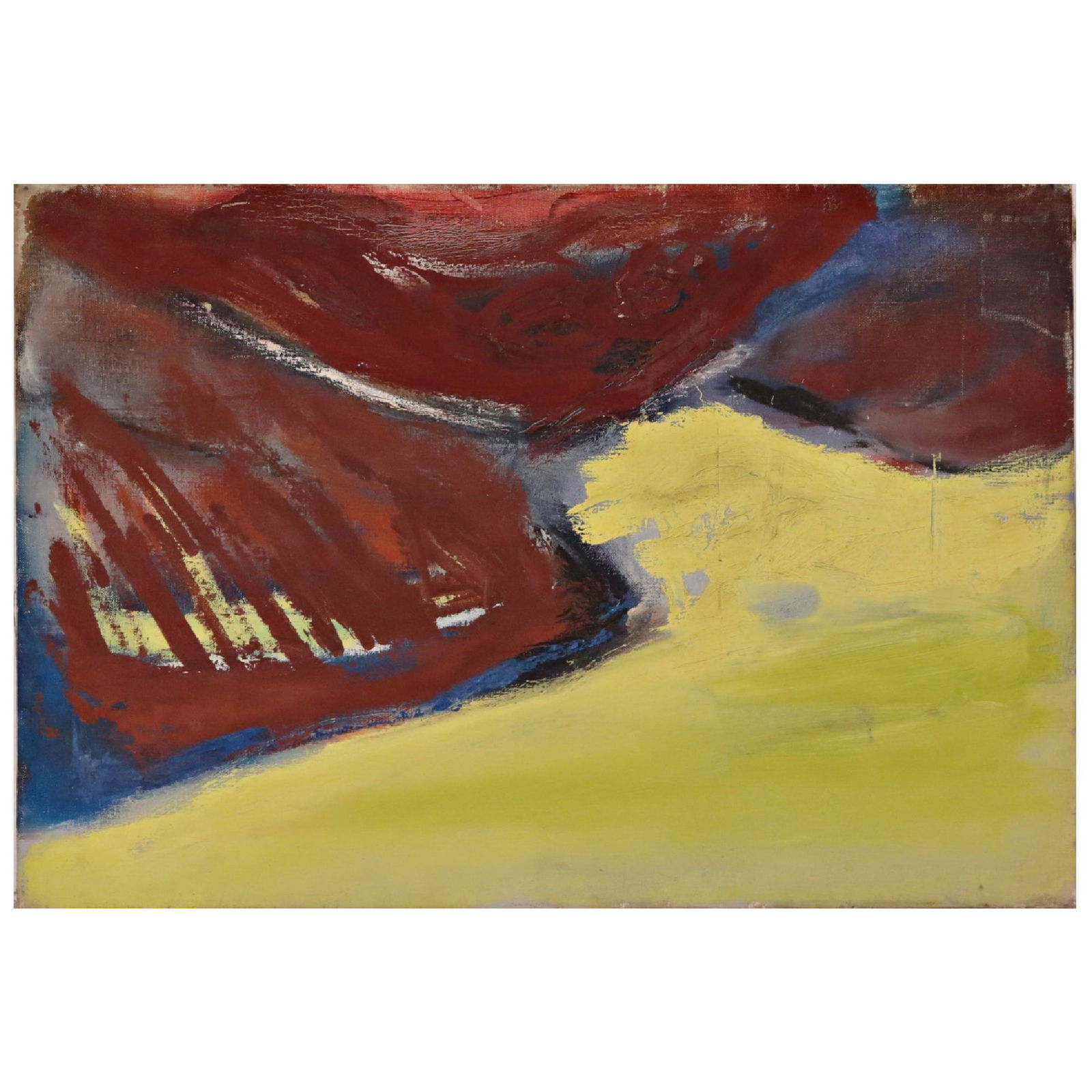 Oil on canvas, abstract composition, unsigned, studio stamp on the back, French painting, 20th ?. (1 of 4)