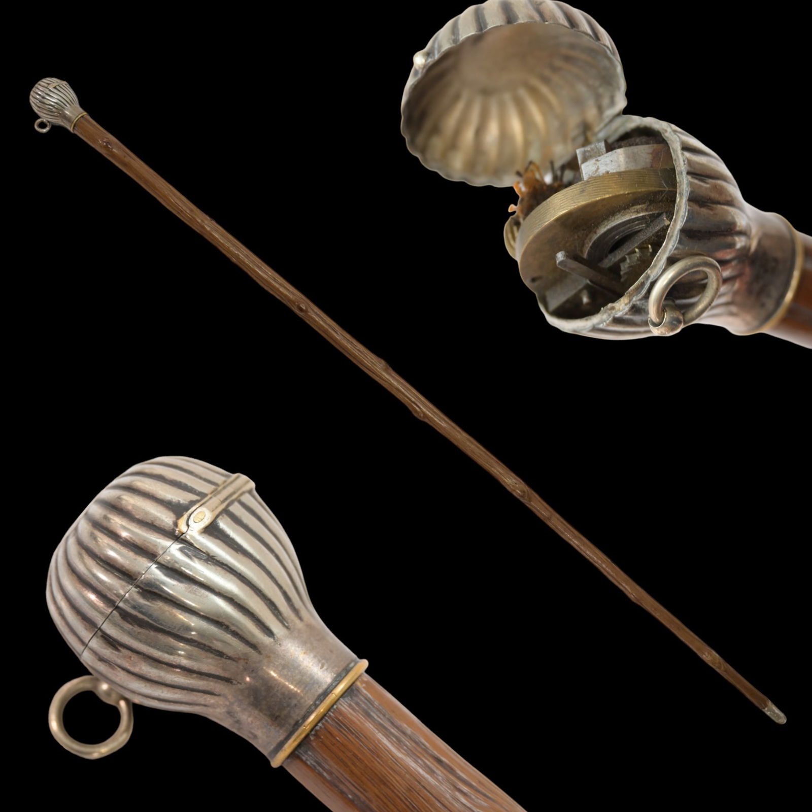 A Rare Walking Stick, cane with lighter, late 19th - early 20th century. (1 of 7)