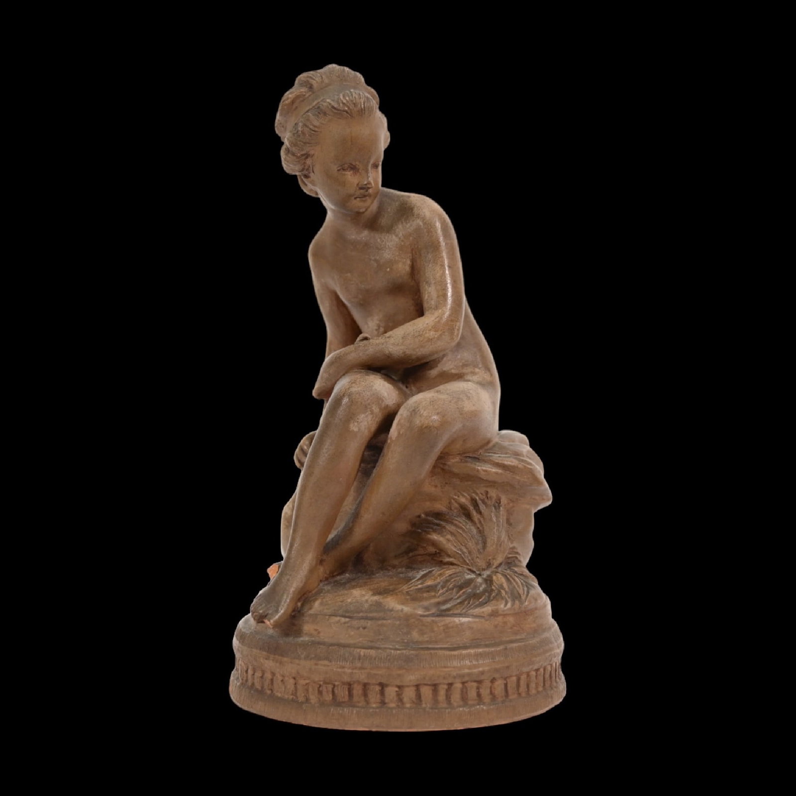 Etienne Maurice FALCONET (1716-1791), "YOUNG NAKED WOMAN" signet "Falconet". France, 18th century.: Etienne Maurice FALCONET (1716-1791), "YOUNG NAKED WOMAN" Terracotta, signet "Falconet". France, 18th century. Etienne Maurice FALCONET (1716-1791) French sculptor, artist and art theorist. One of the
