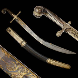 A Magnificent Islamic sword, Kilij, Pala, gold kofgari, Holy Quran text, Ottoman Empire, circa 1800