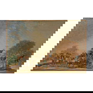 "Reaper"s Rest", oil on canvas, after Goya, early 19th century, 19th century French painting.: "Reaper"s Rest", oil on canvas, after Goya, early 19th century, 19th century French painting.Height: 54cm; Width: 81cm;