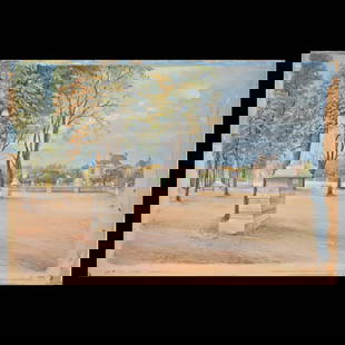 Alexandre Nikolayevich Benois (1870-1960) Gouache and watercolor on paper.: Alexandre Nikolayevich Benois (1870-1960) "Autumn Day in a Park Ponteblo, Paris" 1906, Gouache and watercolor on paper. Signed and dated lower right - Alexandre Benois 1906. Provenance: Shapiro Auctio