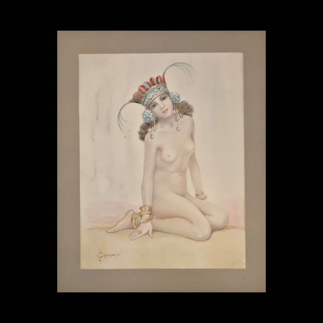 Sergei Sergeevich Solomko (1867—1928) "The Concubine", watercolor on paper, late 19th - early 20th (1 of 6)