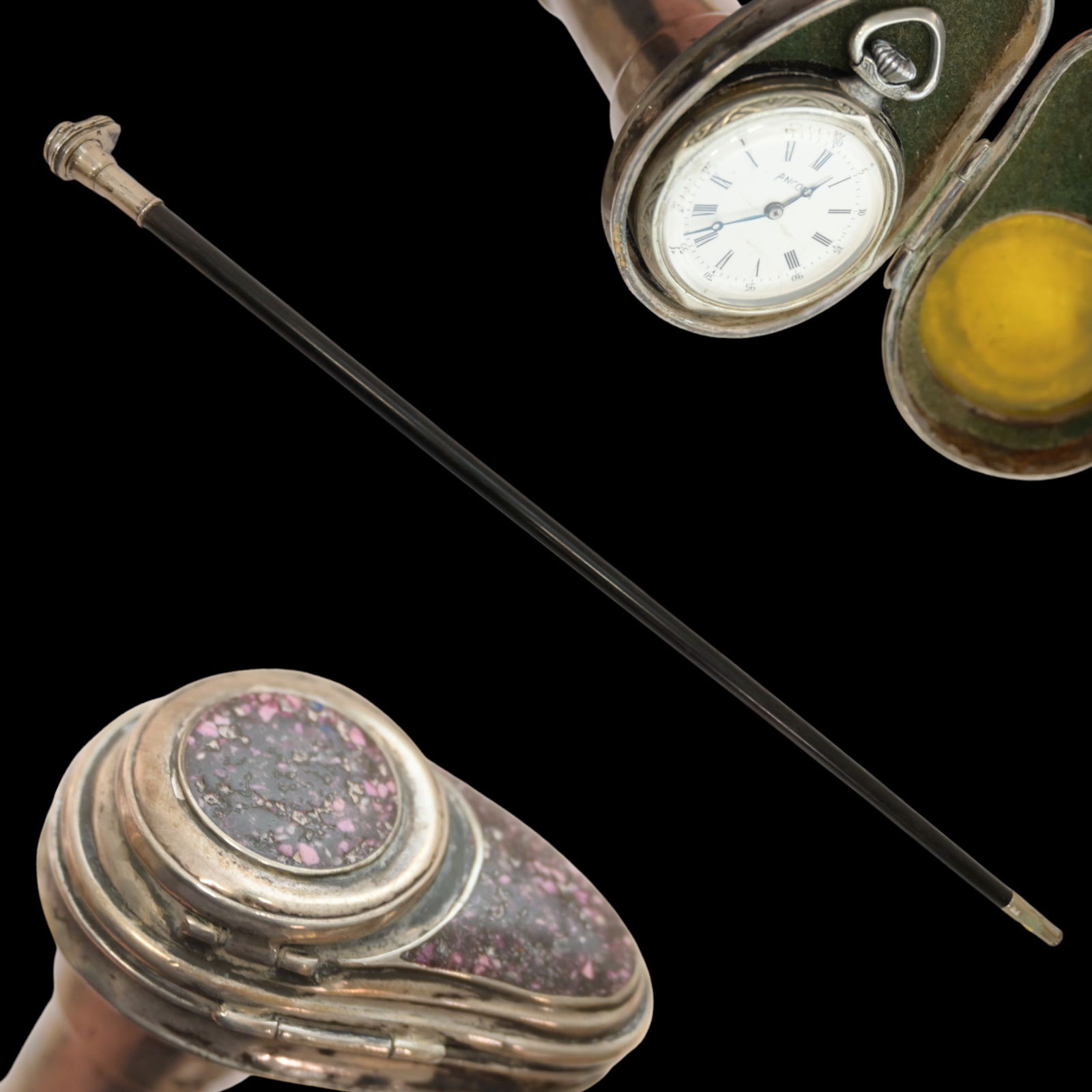 A rare Walking Stick Cane, watch Ancora, early 20th century. (1 of 8)