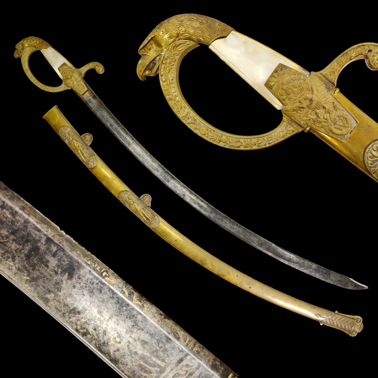 Exceptionally rare commemorative saber associated with the American Revolution, France, 1799-1800.: Exceptionally rare commemorative saber associated with the American Revolution, France, 1799-1800. This saber was commissioned by French volunteers who fought in the American Revolution for President 