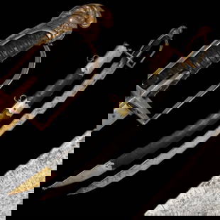 Rare French General's Saber, Louis XVI period, second half of 18th century.: Rare French General's Saber, Louis XVI period, second half of 18th century. A very beautiful, massive steel blade, decorated with etched decor that imitates the patterns of Damascus steel. High-qualit