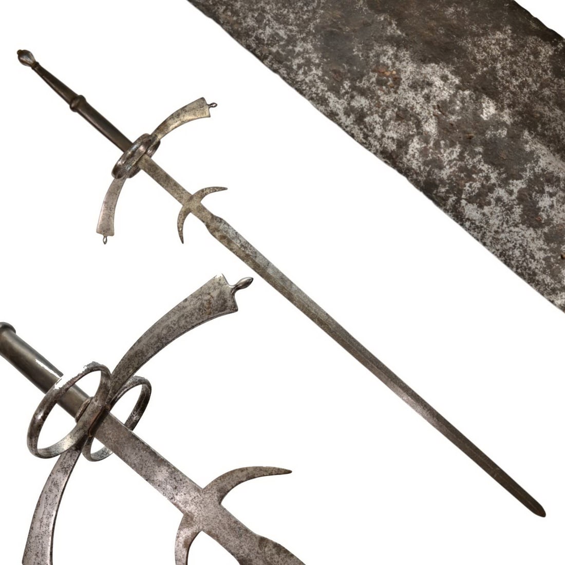 Rare Large Two-Handed Sword, Southern Germany, circa 1550–1580.: Rare Large Two-Handed Sword, Southern Germany, circa 1550–1580. A imposing German two-handed sword (Zweihander), dating to the 16th century. The straight double-edged blade with a flattened diamond