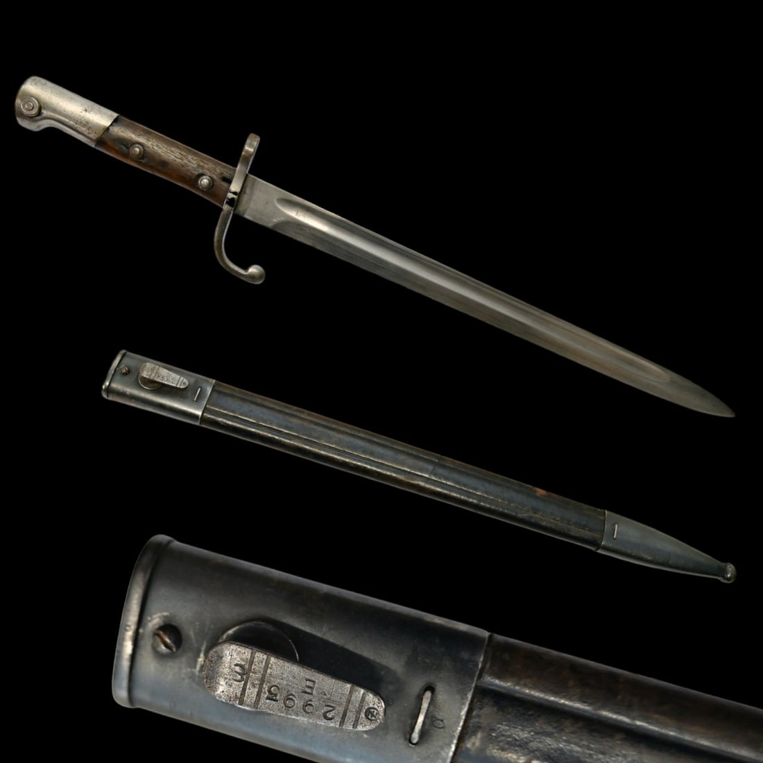 A Brazilian Model 1908 Mauser Bayonet with Original Scabbard. (1 of 6)