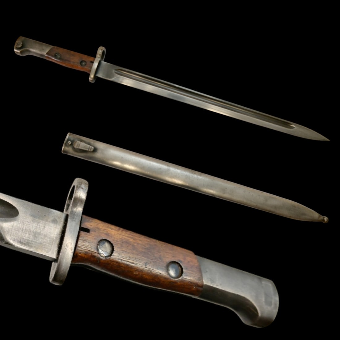 A Belgian Model 1924 Mauser Bayonet and Original Steel Scabbard. (1 of 7)