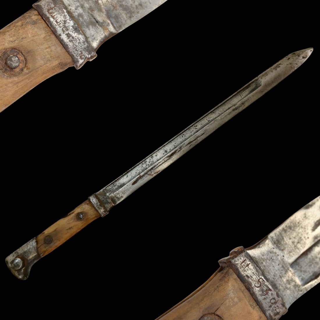 A Mauser M96 Rifle Bayonet with Wooden Grips, 1942. (1 of 6)