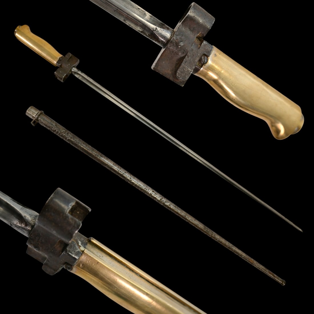 A French Model 1886/1915 "Rosalie" Lebel Bayonet with Brass Hilt, marked C & P. (1 of 8)