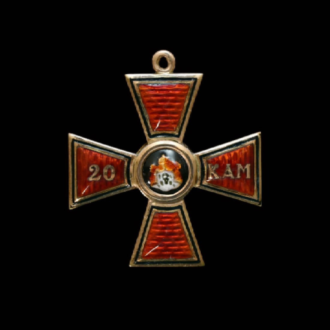 Imperial Russian Commemorative Cross "For 20 Campaigns" of the Order of St. Vladimir.: Imperial Russian Commemorative Cross "For 20 Campaigns" of the Order of St Vladimir. A rare Imperial Russian commemorative cross "For 20 Campaigns", modeled after the Order of St. Vladimir. This elega