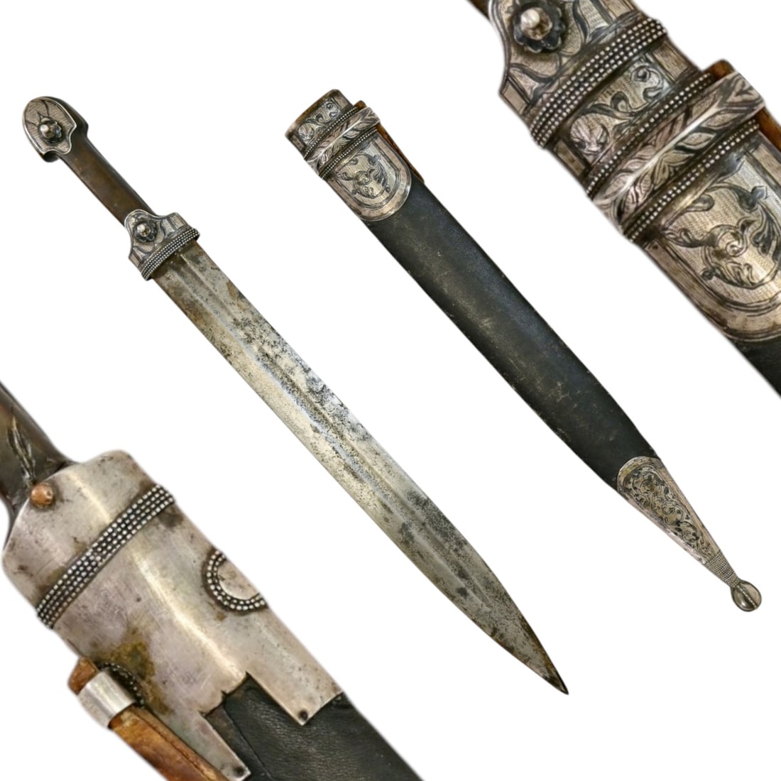 A Fine Caucasian Silver and Niello Mounted "Kama" Dagger, Russian Empire, 19th Century. (1 of 5)