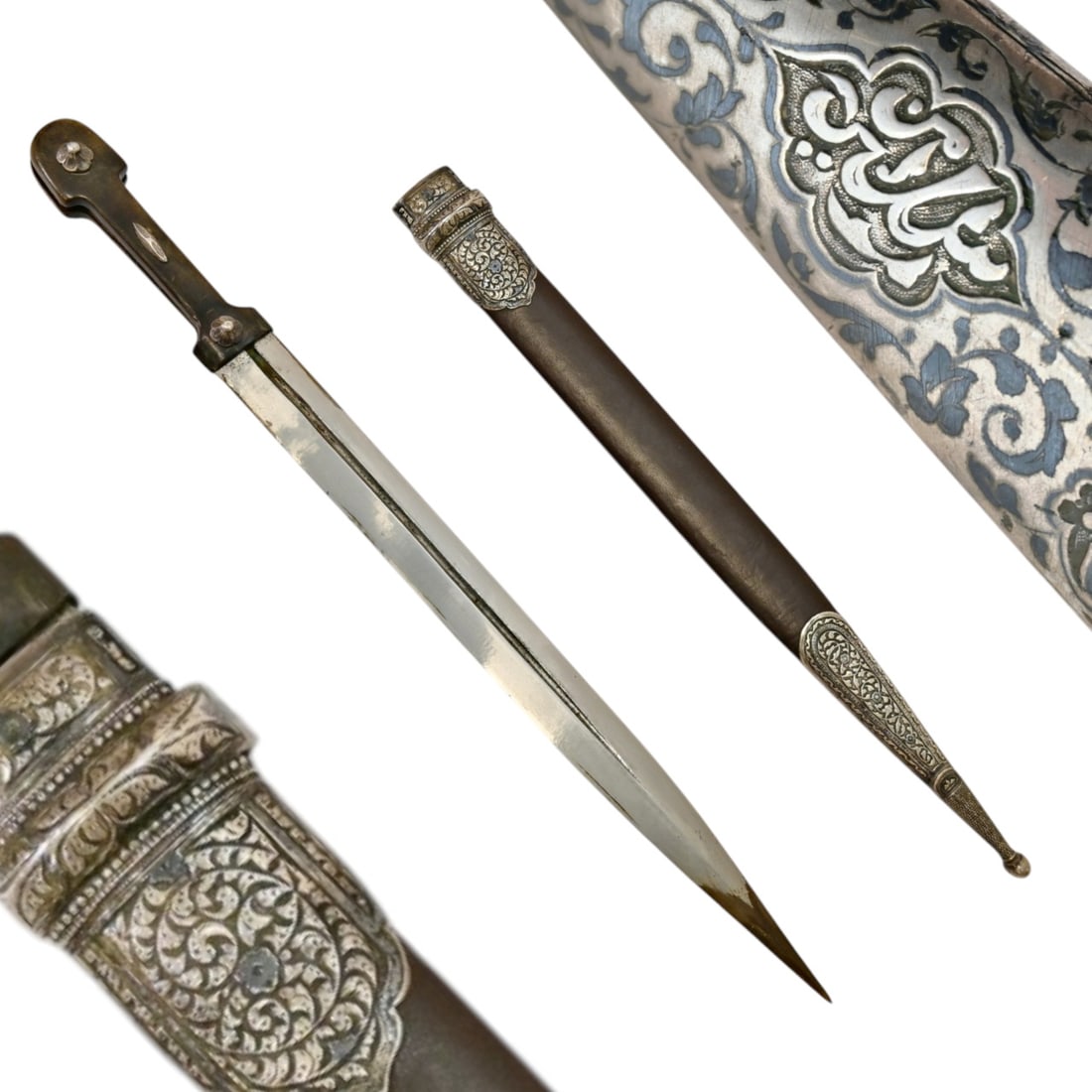 A Caucasian Dagger "KAMA" with scabbard, Silver and Niello, Russian Empire, Probably Dagestan, 19th (1 of 7)