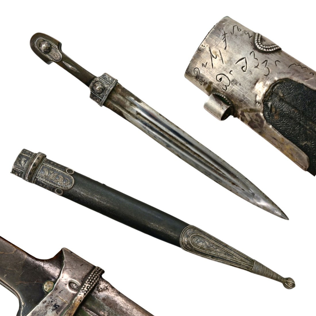 A Dagger "KAMA" with scabbard, Silver and Niello, Russian Empire, Georgia, circa 1900. (1 of 7)