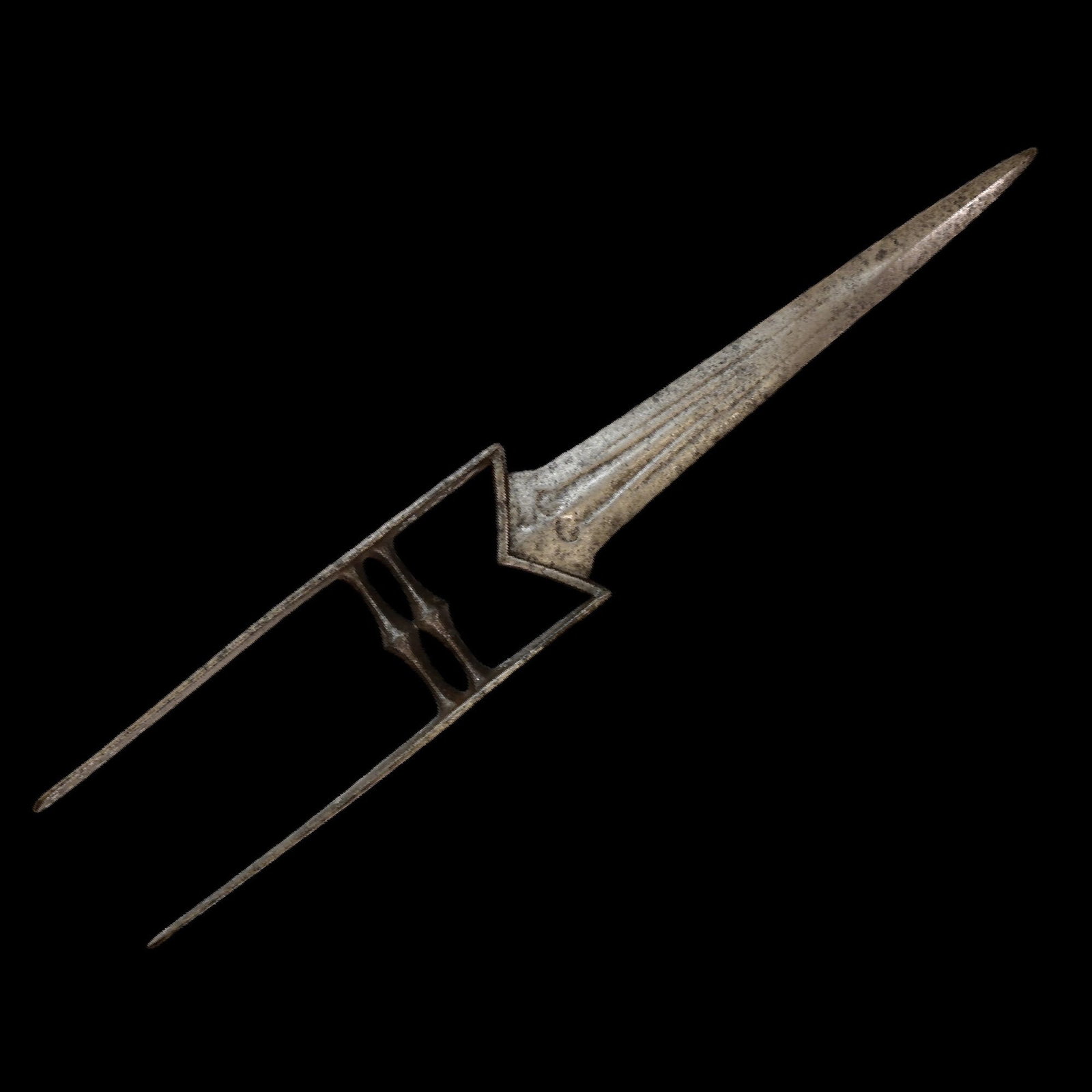 Indian Katar dagger, 18 century. Silver inlay. (1 of 7)