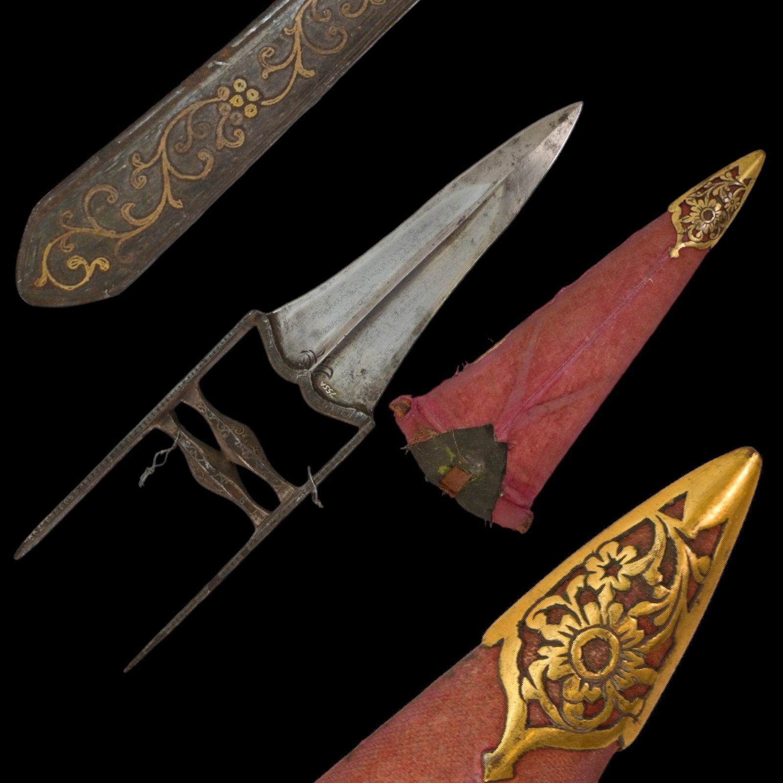 Nice South Indian Katar dagger with scabbard, 18th century. (1 of 20)